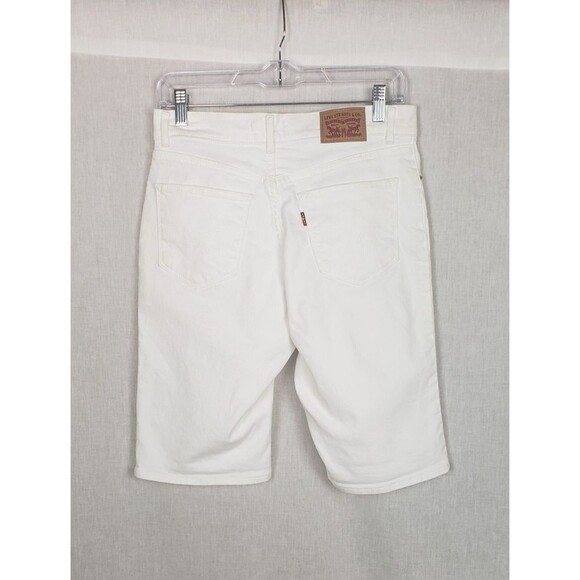 LEVIS Shorts Womens 27 Bermuda Zip Embroidered Floral Denim White Capri NWT - Picture 2 of 10